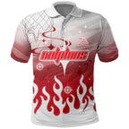 Personalized Dolphins Polo Shirt Y2K Grunge Aesthetic With Cyber Flames and Starburst Graphics