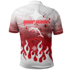 Personalized Dolphins Polo Shirt Y2K Grunge Aesthetic With Cyber Flames and Starburst Graphics
