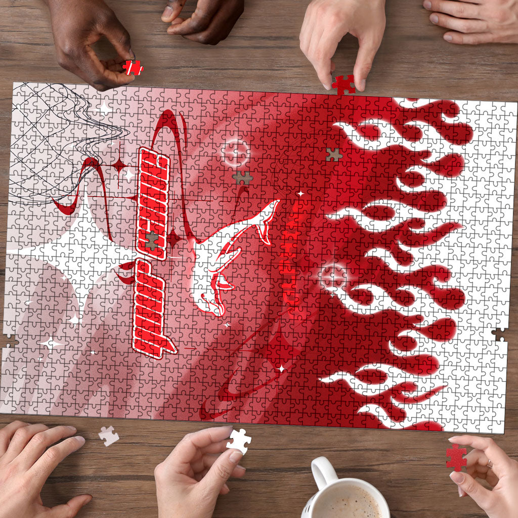 Personalized Dolphins Puzzle Y2K Grunge Aesthetic With Cyber Flames and Starburst Graphics