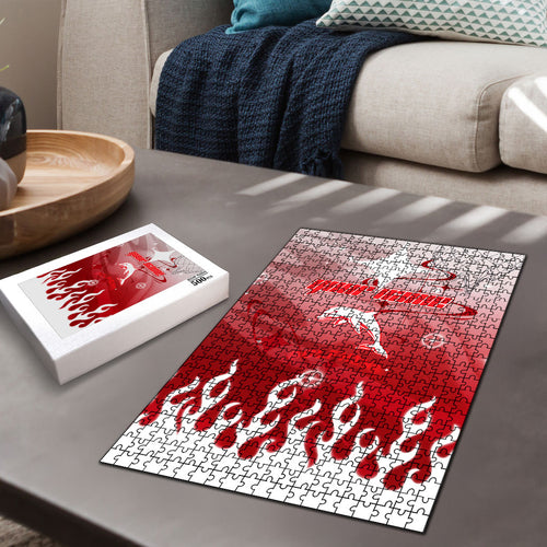 Personalized Dolphins Puzzle Y2K Grunge Aesthetic With Cyber Flames and Starburst Graphics