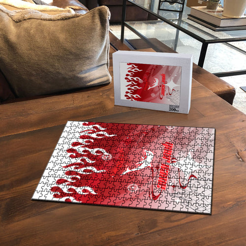 Personalized Dolphins Puzzle Y2K Grunge Aesthetic With Cyber Flames and Starburst Graphics