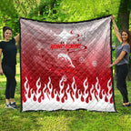 Personalized Dolphins Quilt Y2K Grunge Aesthetic With Cyber Flames and Starburst Graphics