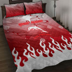 Personalized Dolphins Quilt Bed Set Y2K Grunge Aesthetic With Cyber Flames and Starburst Graphics