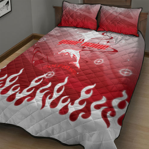 Personalized Dolphins Quilt Bed Set Y2K Grunge Aesthetic With Cyber Flames and Starburst Graphics
