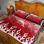 Personalized Dolphins Quilt Bed Set Y2K Grunge Aesthetic With Cyber Flames and Starburst Graphics