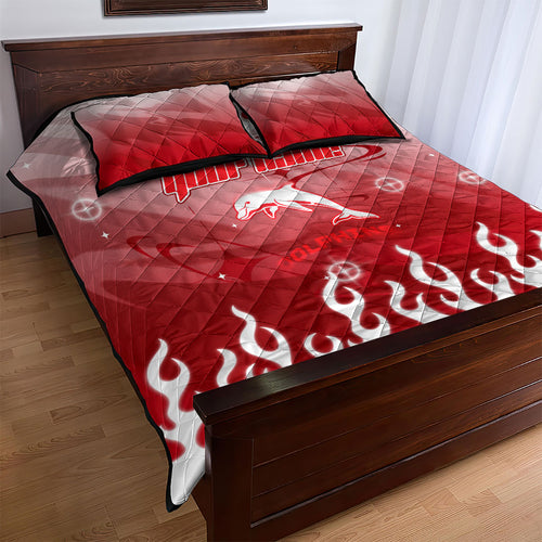 Personalized Dolphins Quilt Bed Set Y2K Grunge Aesthetic With Cyber Flames and Starburst Graphics