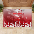 Personalized Dolphins Rubber Doormat Y2K Grunge Aesthetic With Cyber Flames and Starburst Graphics