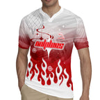 Personalized Dolphins Rugby Jersey Y2K Grunge Aesthetic With Cyber Flames and Starburst Graphics