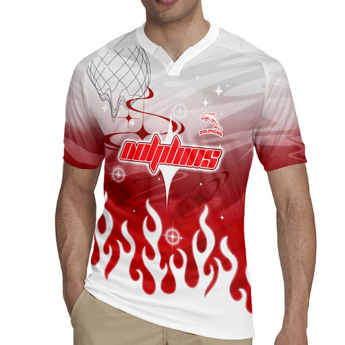 Personalized Dolphins Rugby Jersey Y2K Grunge Aesthetic With Cyber Flames and Starburst Graphics