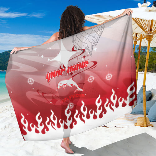 Personalized Dolphins Sarong Y2K Grunge Aesthetic With Cyber Flames and Starburst Graphics
