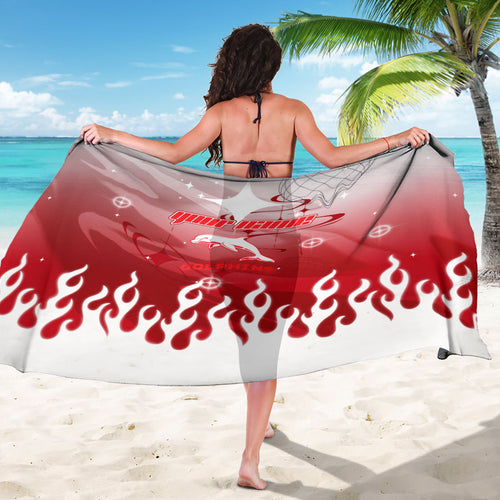Personalized Dolphins Sarong Y2K Grunge Aesthetic With Cyber Flames and Starburst Graphics