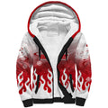 Personalized Dolphins Sherpa Hoodie Y2K Grunge Aesthetic With Cyber Flames and Starburst Graphics