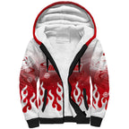 Personalized Dolphins Sherpa Hoodie Y2K Grunge Aesthetic With Cyber Flames and Starburst Graphics