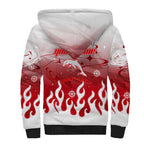 Personalized Dolphins Sherpa Hoodie Y2K Grunge Aesthetic With Cyber Flames and Starburst Graphics