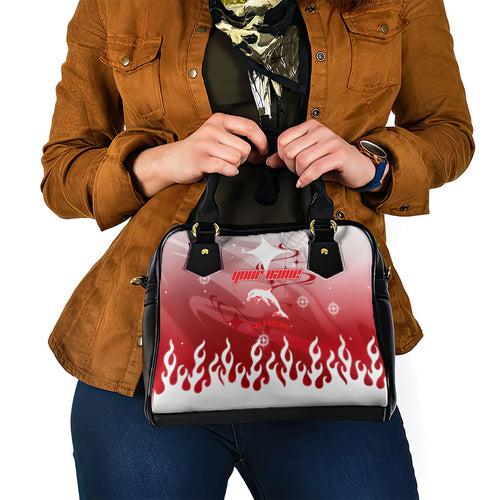 Personalized Dolphins Shoulder Handbag Y2K Grunge Aesthetic With Cyber Flames and Starburst Graphics