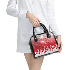 Personalized Dolphins Shoulder Handbag Y2K Grunge Aesthetic With Cyber Flames and Starburst Graphics