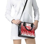 Personalized Dolphins Shoulder Handbag Y2K Grunge Aesthetic With Cyber Flames and Starburst Graphics