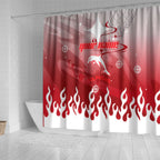 Personalized Dolphins Shower Curtain Y2K Grunge Aesthetic With Cyber Flames and Starburst Graphics