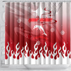 Personalized Dolphins Shower Curtain Y2K Grunge Aesthetic With Cyber Flames and Starburst Graphics
