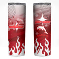 Personalized Dolphins Skinny Tumbler Y2K Grunge Aesthetic With Cyber Flames and Starburst Graphics