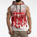 Personalized Dolphins Sleeveless Hoodie Y2K Grunge Aesthetic With Cyber Flames and Starburst Graphics