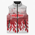 Personalized Dolphins Sleeveless Puffer Jacket Y2K Grunge Aesthetic With Cyber Flames and Starburst Graphics