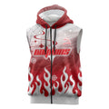 Personalized Dolphins Sleeveless Zip Hoodie Y2K Grunge Aesthetic With Cyber Flames and Starburst Graphics