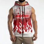 Personalized Dolphins Sleeveless Zip Hoodie Y2K Grunge Aesthetic With Cyber Flames and Starburst Graphics