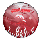 Personalized Dolphins Spare Tire Cover Y2K Grunge Aesthetic With Cyber Flames and Starburst Graphics