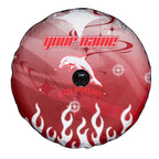 Personalized Dolphins Spare Tire Cover Y2K Grunge Aesthetic With Cyber Flames and Starburst Graphics