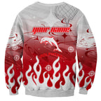 Personalized Dolphins Sweatshirt Y2K Grunge Aesthetic With Cyber Flames and Starburst Graphics