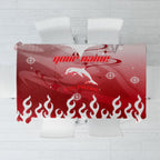 Personalized Dolphins Tablecloth Y2K Grunge Aesthetic With Cyber Flames and Starburst Graphics