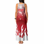 Personalized Dolphins Tank Maxi Dress Y2K Grunge Aesthetic With Cyber Flames and Starburst Graphics