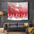 Personalized Dolphins Tapestry Y2K Grunge Aesthetic With Cyber Flames and Starburst Graphics