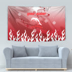 Personalized Dolphins Tapestry Y2K Grunge Aesthetic With Cyber Flames and Starburst Graphics