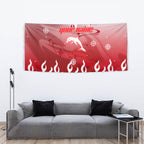 Personalized Dolphins Tapestry Y2K Grunge Aesthetic With Cyber Flames and Starburst Graphics