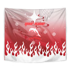 Personalized Dolphins Tapestry Y2K Grunge Aesthetic With Cyber Flames and Starburst Graphics