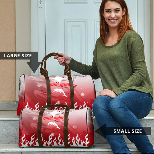 Personalized Dolphins Travel Bag Y2K Grunge Aesthetic With Cyber Flames and Starburst Graphics