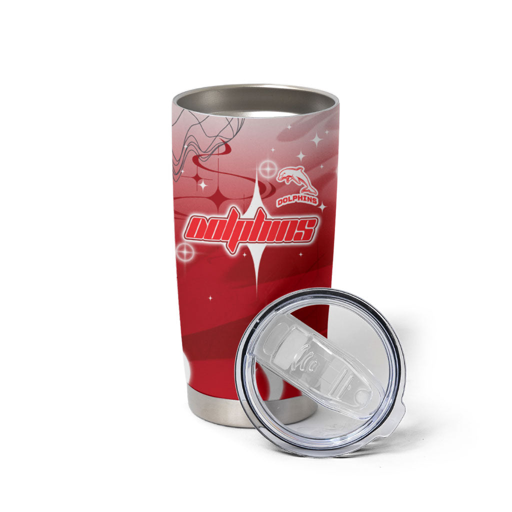 Personalized Dolphins Tumbler Cup Y2K Grunge Aesthetic With Cyber Flames and Starburst Graphics