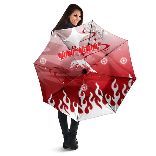 Personalized Dolphins Umbrella Y2K Grunge Aesthetic With Cyber Flames and Starburst Graphics