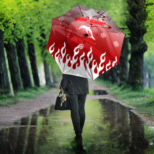 Personalized Dolphins Umbrella Y2K Grunge Aesthetic With Cyber Flames and Starburst Graphics