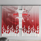 Personalized Dolphins Window Curtain Y2K Grunge Aesthetic With Cyber Flames and Starburst Graphics