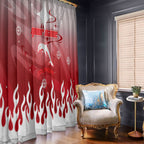 Personalized Dolphins Window Curtain Y2K Grunge Aesthetic With Cyber Flames and Starburst Graphics