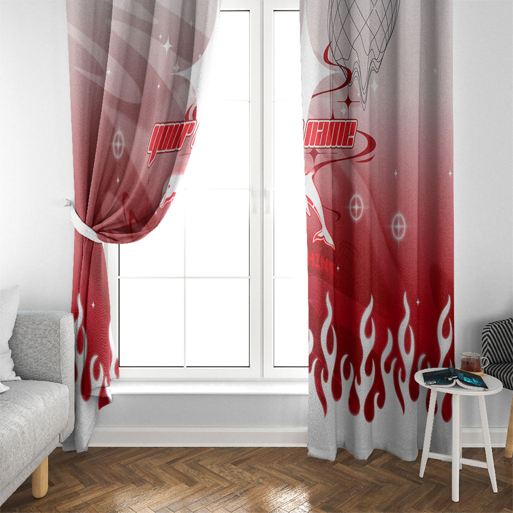 Personalized Dolphins Window Curtain Y2K Grunge Aesthetic With Cyber Flames and Starburst Graphics