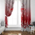 Personalized Dolphins Window Curtain Y2K Grunge Aesthetic With Cyber Flames and Starburst Graphics