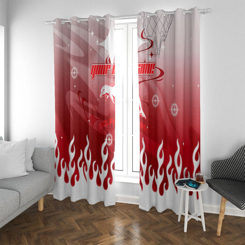 Personalized Dolphins Window Curtain Y2K Grunge Aesthetic With Cyber Flames and Starburst Graphics