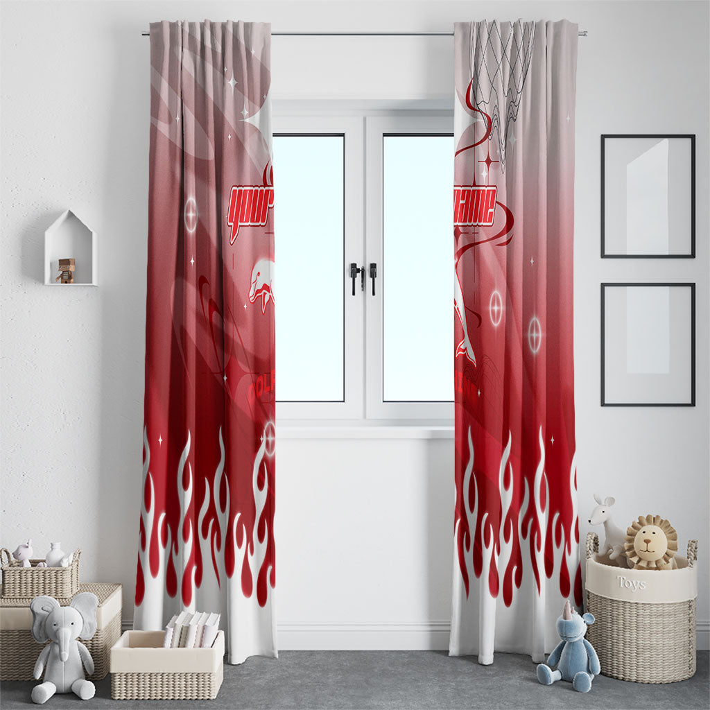 Personalized Dolphins Window Curtain Y2K Grunge Aesthetic With Cyber Flames and Starburst Graphics
