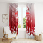 Personalized Dolphins Window Curtain Y2K Grunge Aesthetic With Cyber Flames and Starburst Graphics