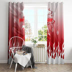 Personalized Dolphins Window Curtain Y2K Grunge Aesthetic With Cyber Flames and Starburst Graphics