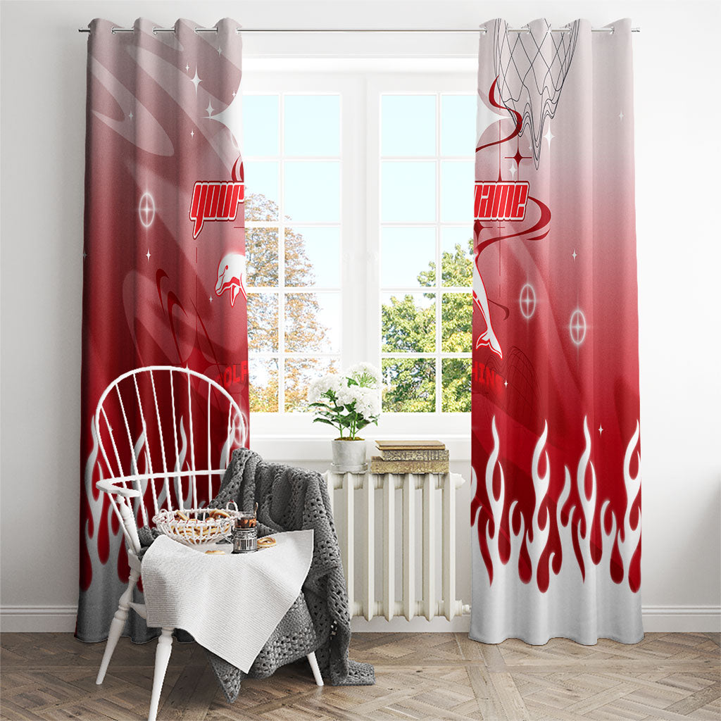 Personalized Dolphins Window Curtain Y2K Grunge Aesthetic With Cyber Flames and Starburst Graphics